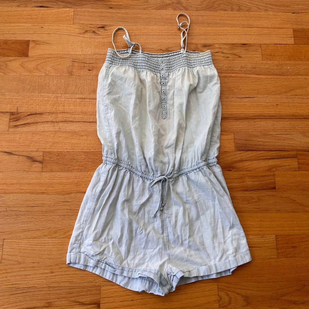 Light Blue Girls' Romper with Drawstring Waist H&M 100% cotton